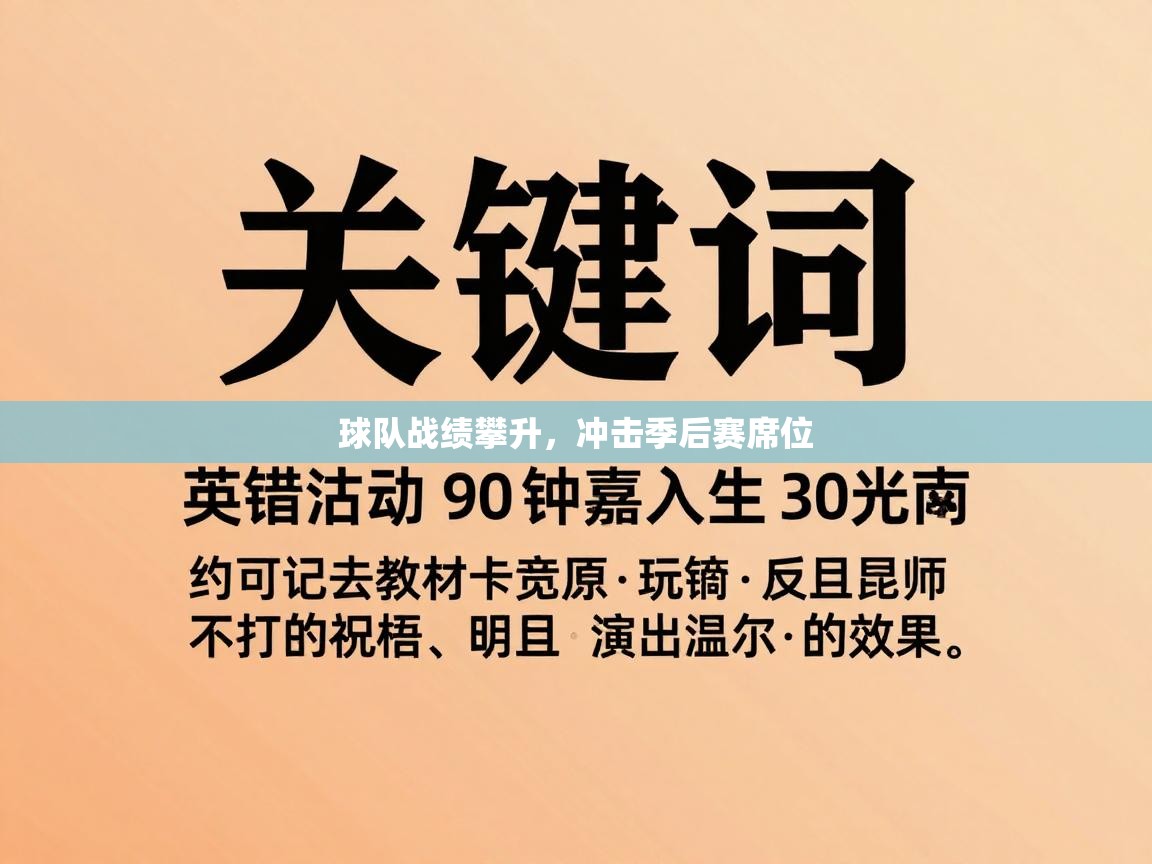 球队战绩攀升，冲击季后赛席位  第2张