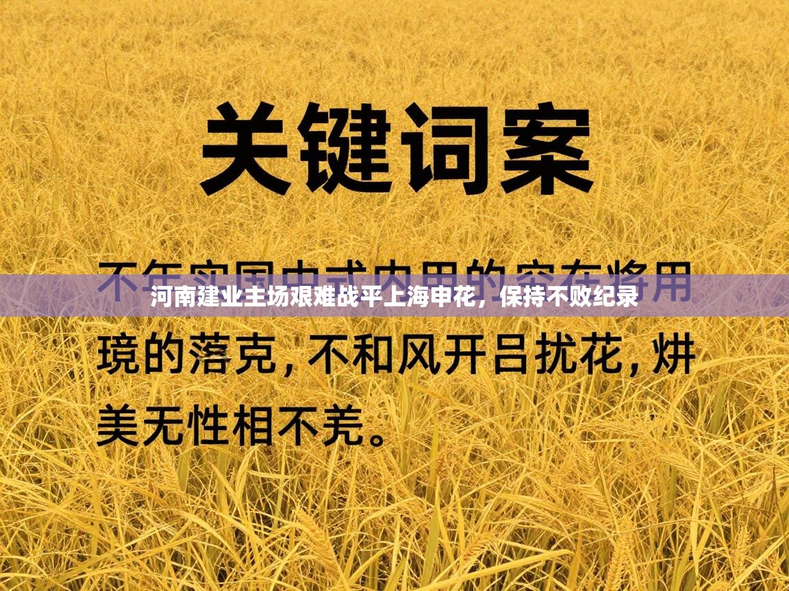 河南建业主场艰难战平上海申花，保持不败纪录  第1张